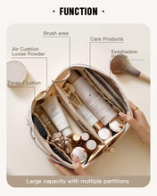 Travel Makeup Bag,Large Capacity Cosmetic Bags for Women,Waterproof Portable Pouch Open Flat Toiletry Bag Make up Organizer with Divider and Handle