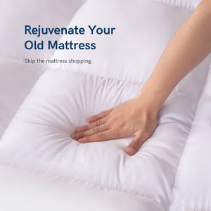 King Mattress Topper for Back Pain, Extra Thick Mattress Pad Cover, Plush Soft Pillowtop with Elastic Deep Pocket, Overfilled down Alternative Filling