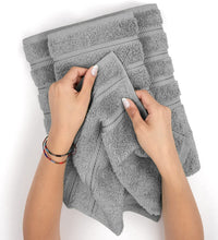 Luxury 6 Piece Towel Set, 2 Bath Towels 2 Hand Towels 2 Washcloths, 100% Turkish Cotton Towels for Bathroom, Light Grey Towel Sets