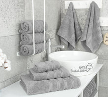Luxury 6 Piece Towel Set, 2 Bath Towels 2 Hand Towels 2 Washcloths, 100% Turkish Cotton Towels for Bathroom, Light Grey Towel Sets