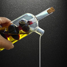 Glass Olive Oil and Vinegar Dispenser, a Beautiful Addition to Any Kitchen and Dinnerware Set with Cork Base.