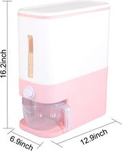 25 Lbs Pink Rice Dispenser, Plastic Food Storage Container, Large Rice Storage Container with Lid, Moisture Proof Household Cereal Dispenser Bucket, Sealed Grain Container Storage for Kitchen