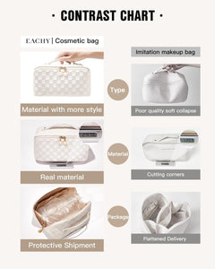 Travel Makeup Bag,Large Capacity Cosmetic Bags for Women,Waterproof Portable Pouch Open Flat Toiletry Bag Make up Organizer with Divider and Handle