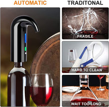 Electric Wine Aerator, Electric Wine Pourer and Wine Dispenser Pump, Multi-Smart Automatic Filter Wine Dispenser with USB Rechargeable for Travel, Home and Bar(Black)
