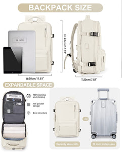 Carry on Backpack for Women, Airline Approved Large Travel Backpack Flight Approved, Waterproof 17 Inch Laptop Backpack Business Work Backpacks Bag Men Beige Mochila De Viaje