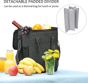 6 Bottle Wine Gift Carrier - Insulated & Padded Wine Carrying Cooler Tote Bag with Handle and Adjustable Shoulder Strap for Travel or Picnic, IDEAL Wine Lover Gift, Black