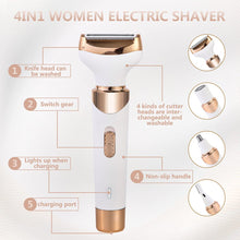 4 in 1 Electric Razors for Women, Shaver for Women, Trimmer for Women, Lady Electric Bikini Shaver for Women Pubic Hair,Portable Rechargeable Women Face Shavers for Face, Underarm and Legs