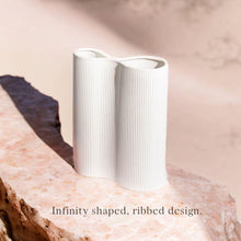 Luxe Infinity White Vase, 9” White Ceramic Vase, Modern Flower Vases for Decor, Ceramic Vases for Flowers, Decorative Vase for Flowers, Tall Vase, Modern Vase, Boho Vase, Unique White Flower Vase