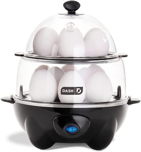 Deluxe Rapid Egg Cooker for Hard Boiled, Poached, Scrambled Eggs, Omelets, Steamed Vegetables, Dumplings & More, 12 Capacity, with Auto Shut off Feature - Black