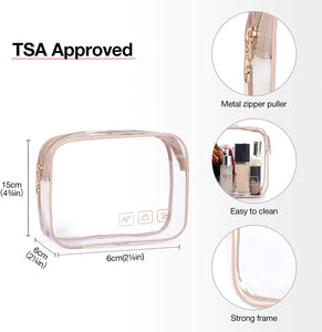 Toiletry Bag Hanging Travel Makeup Organizer with TSA Approved Transparent Cosmetic Bag Makeup Bag for Full Sized Toiletries, Large-Pink
