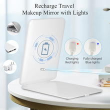 Rechargeable Travel Makeup Mirror with 72 Led Lights, Portable Lighted Beauty Mirror, 3 Color Lighting, Dimmable Touch Screen, Tabletop LED Folding Cosmetic Vanity Mirror